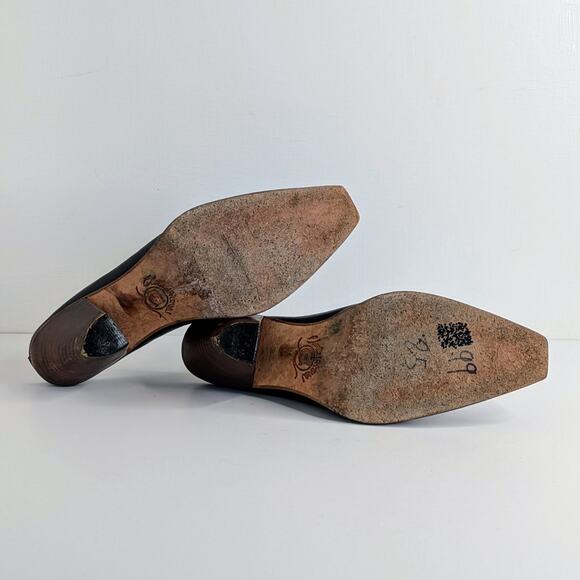 Charlie 1 Horse Shoes Womens 8.5 Black Mules Heels Leather Cowboy Slip On Pointy - Picture 11 of 16